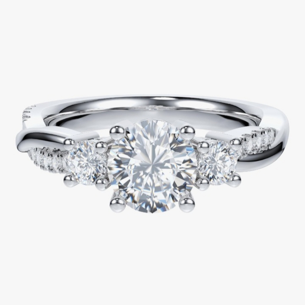 NIB Moissanite & 925 Sterling Silver Ring - Size 6